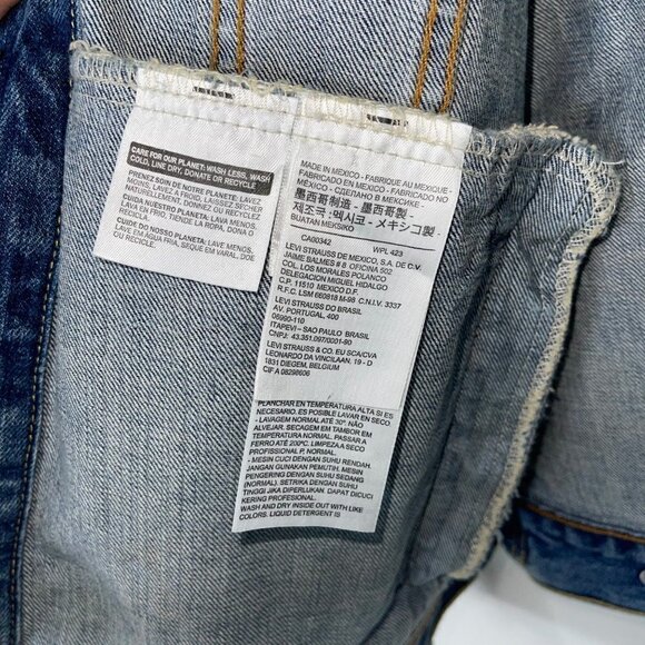 Levi's Womens Trucker Jacket Blue Size Large Denim Pure Cotton Customized New - Picture 8 of 13